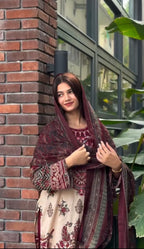 Red casual pakistani suit