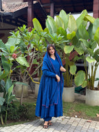 Royal blue with pink scalloped dupatta