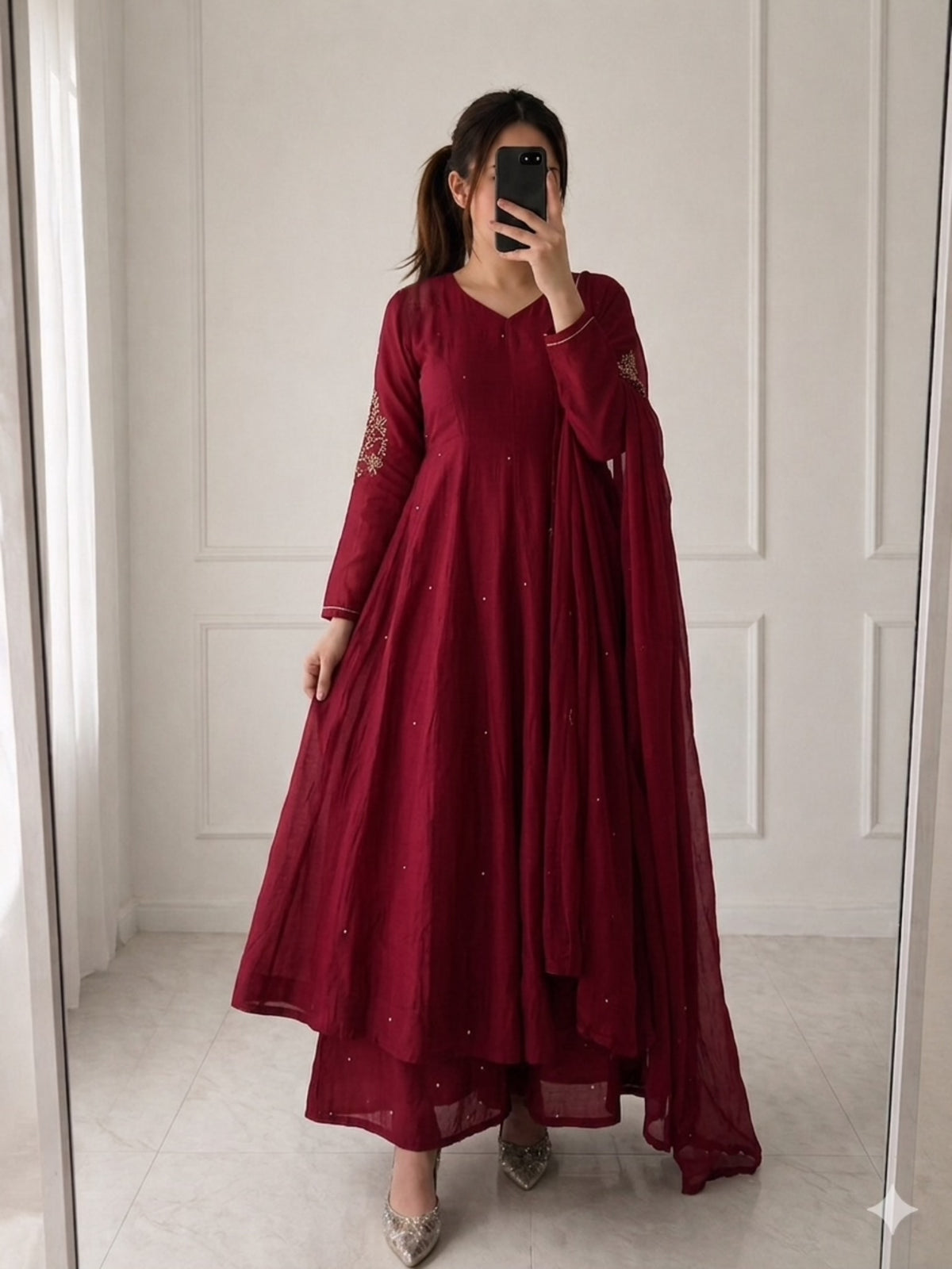 Pure mulchanderi anarkali suit