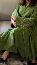Green mulchanderi anarkali suit-102