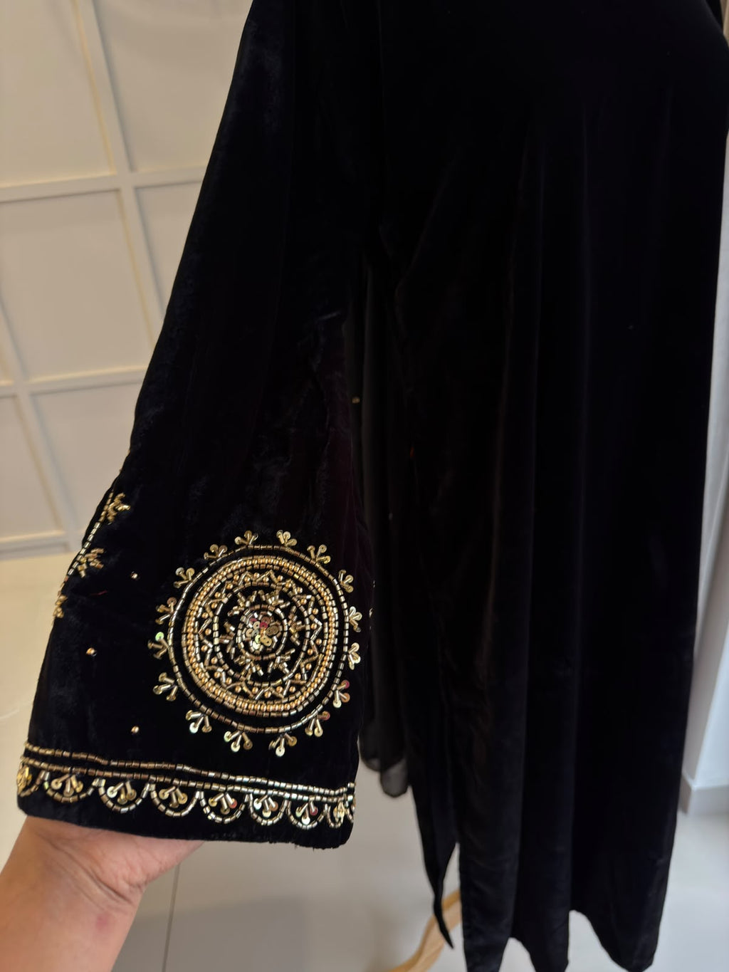 Black premium velvet suit-1016