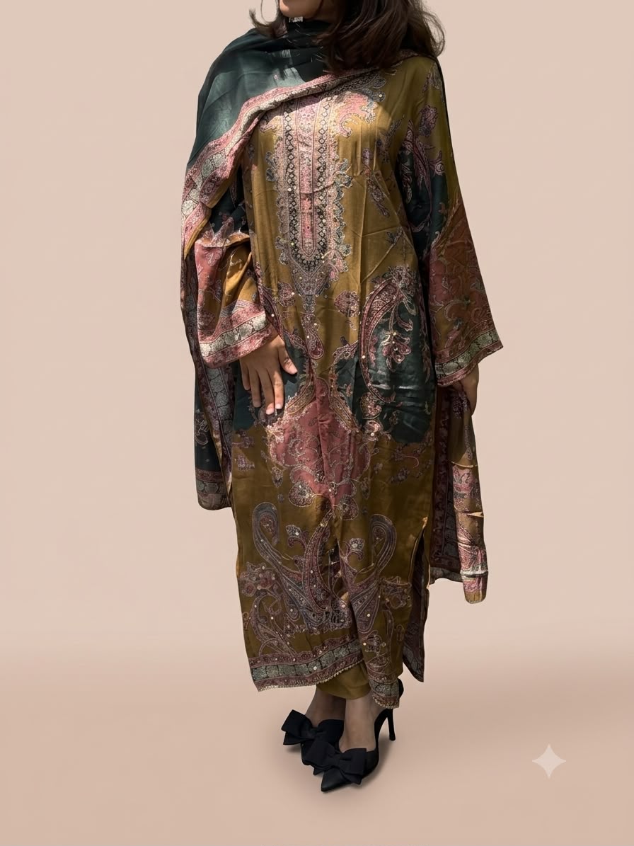 Multicoloured muslin suit