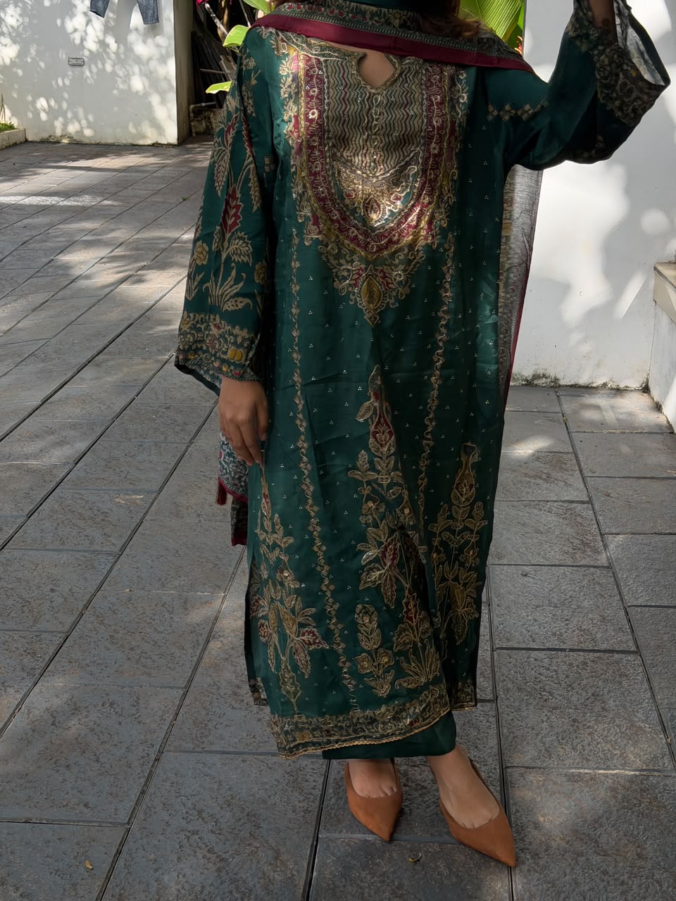 Pure muslin green suit-105