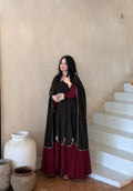 Black and maroon handworked suit-1111
