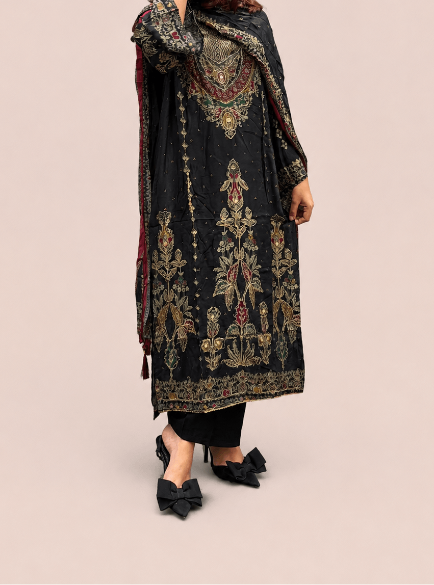 Black muslin suit