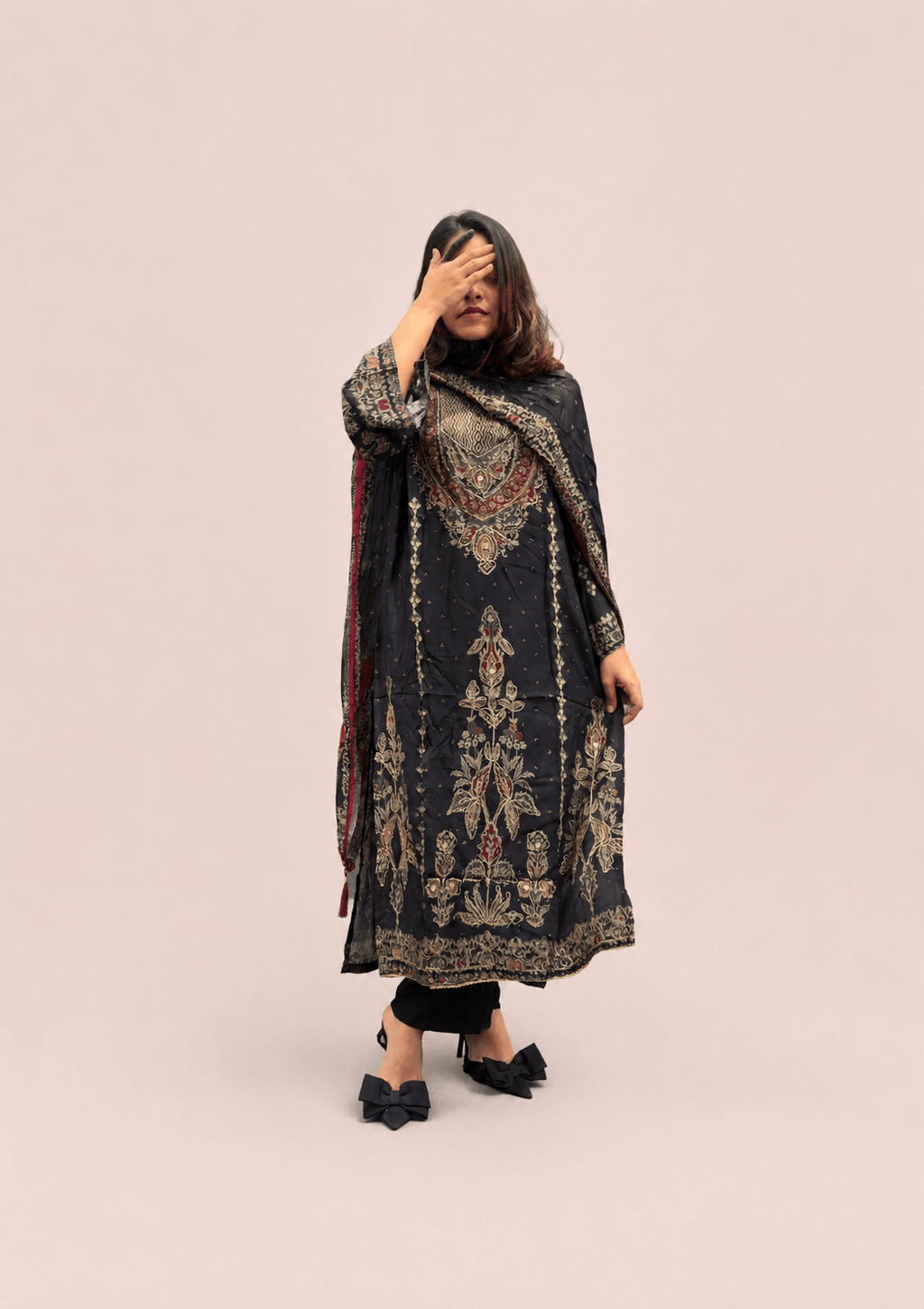 Black muslin suit