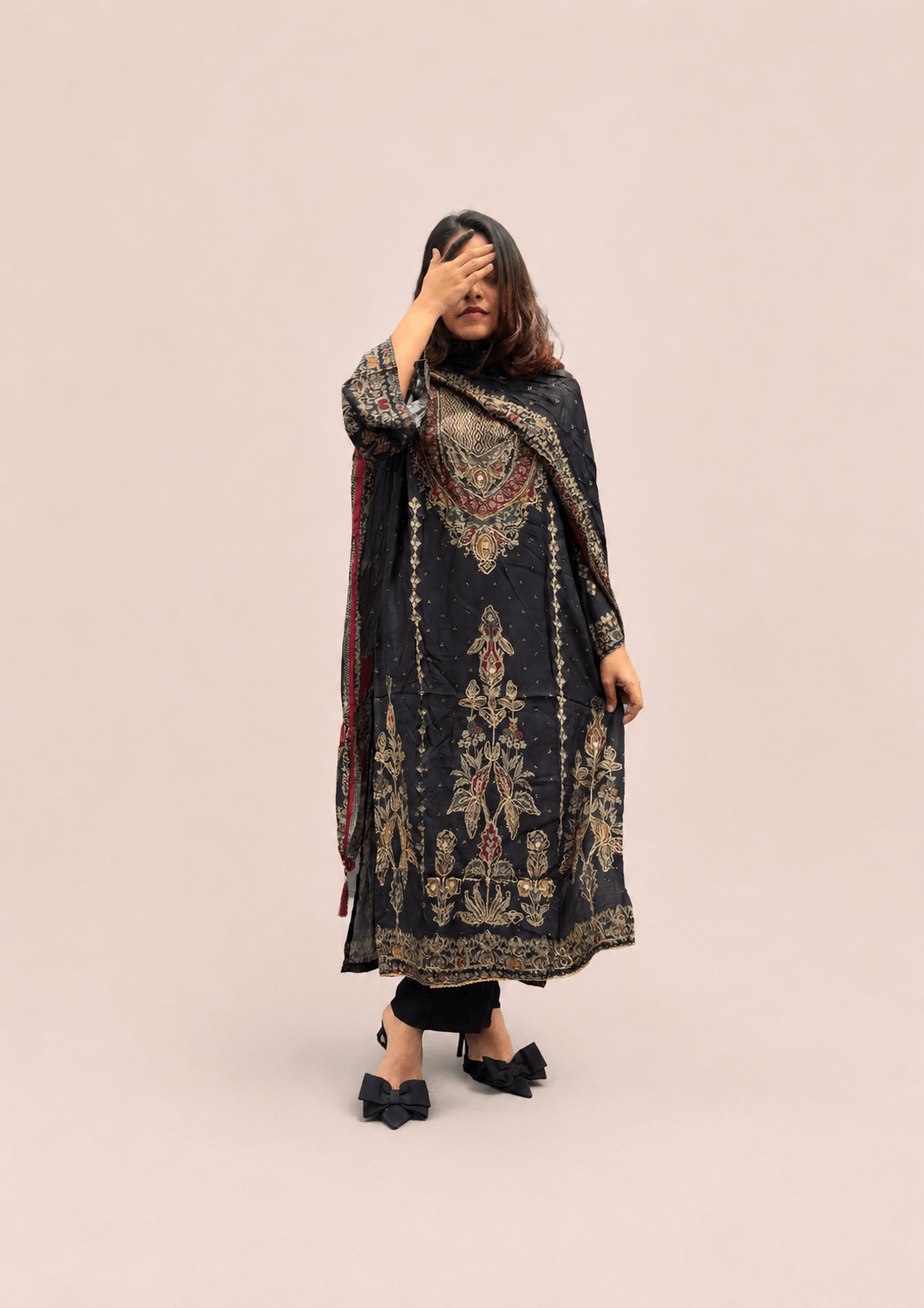Black muslin suit
