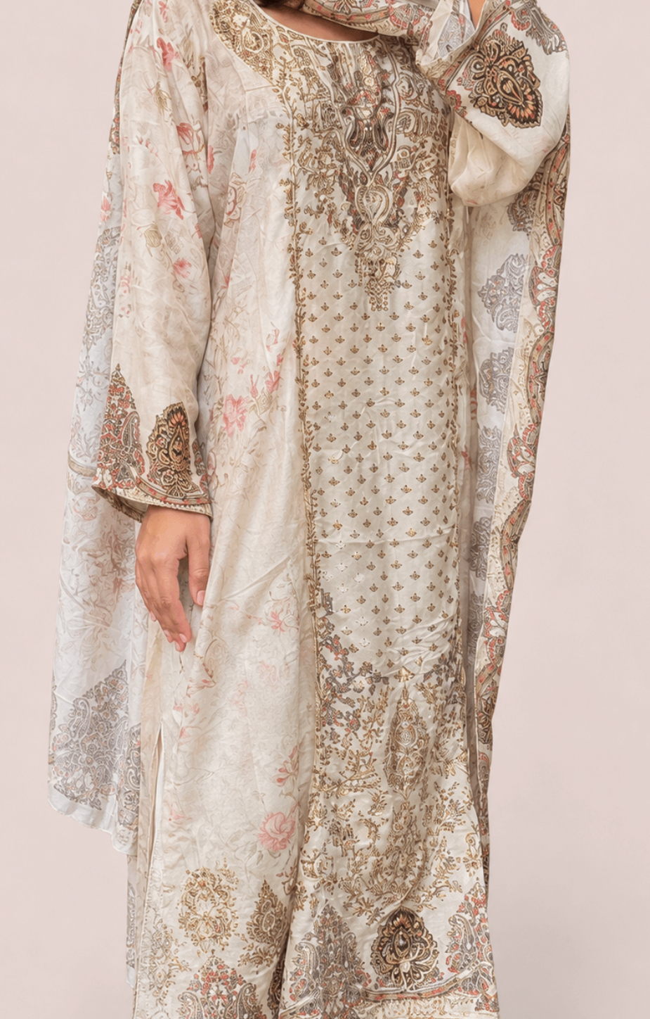 Floral pure muslin suit