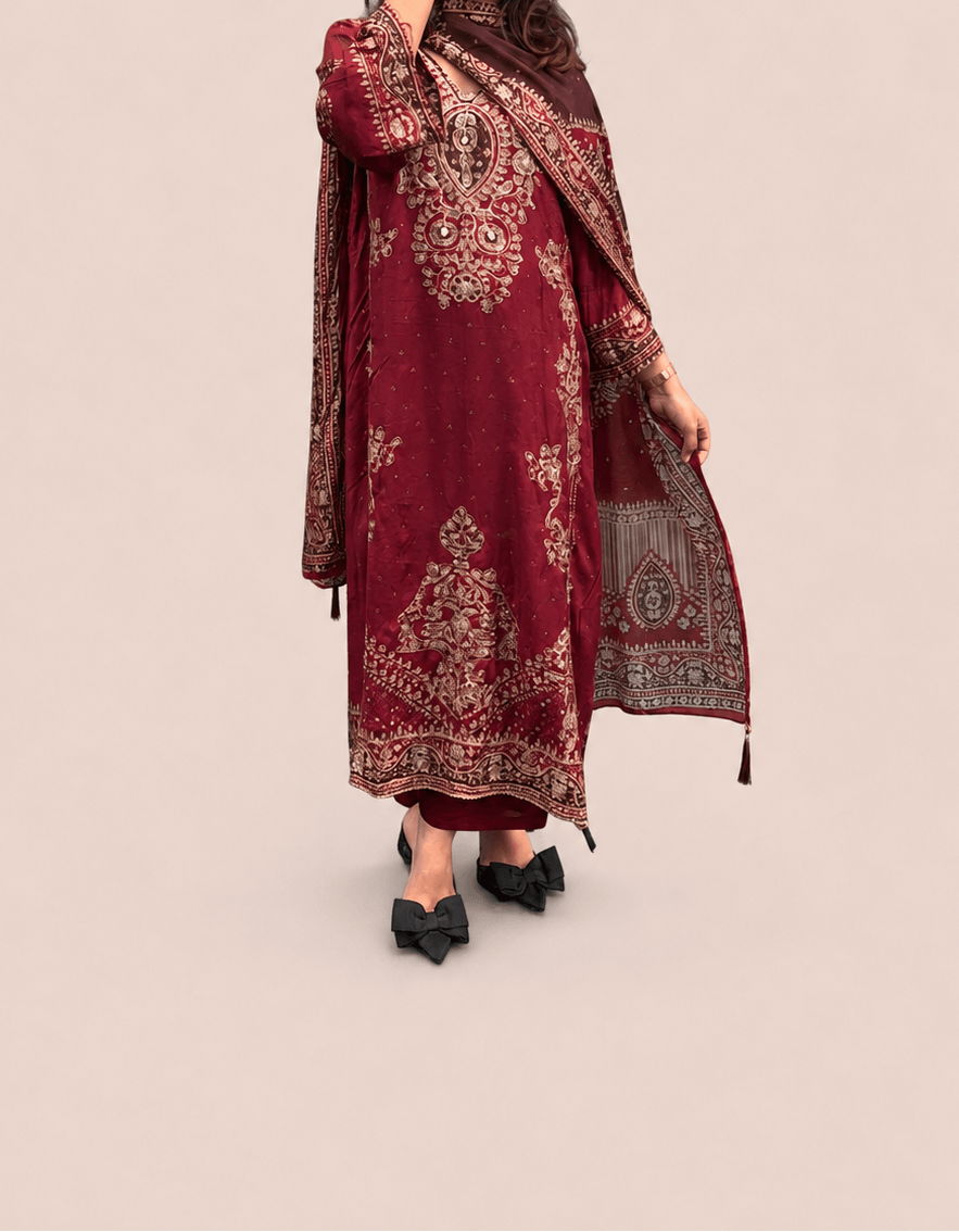 Red muslin suit