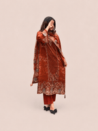 Orange pure muslin suit