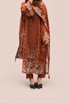 Orange pure muslin suit