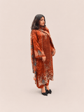 Orange pure muslin suit